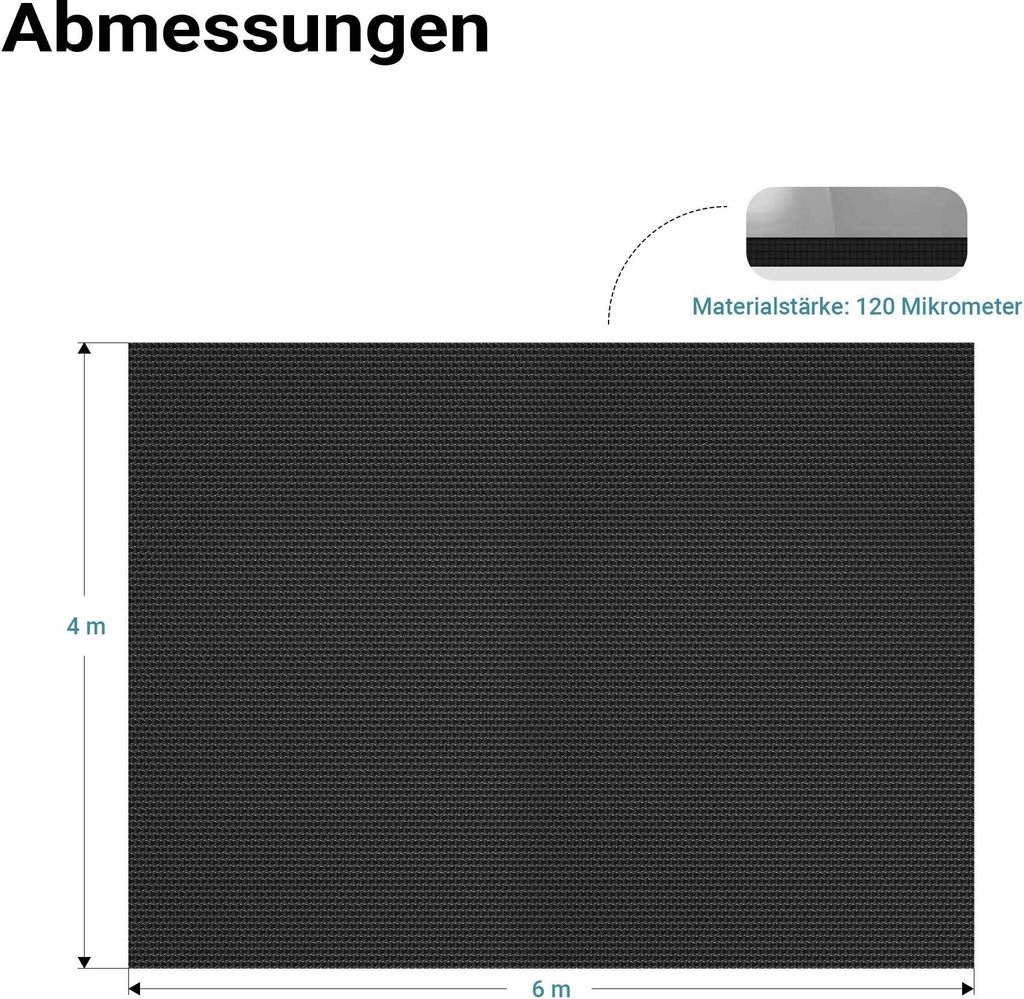 Wiltec Pool Solarfolie 4 x 6 m, schwarz, Poolheizung aus Produktbild 5