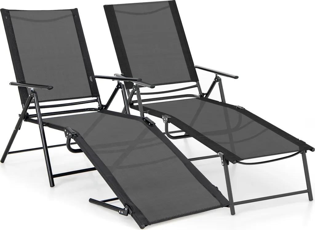 COSTWAY Sdraio Pieghevole Giardino | Set 2 Pezzi Textilene 150kg