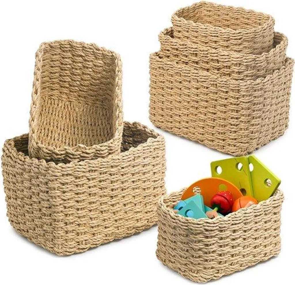 Panier de Rangement Maquillage en Osier - Organisateur de Salle de Bain
