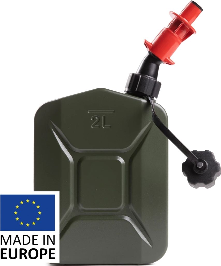 BW Proper Kraftstoffkanister Metall Benzinkanister 2 Liter mit Ausgießer "Smart" - Hergestellt in Europa