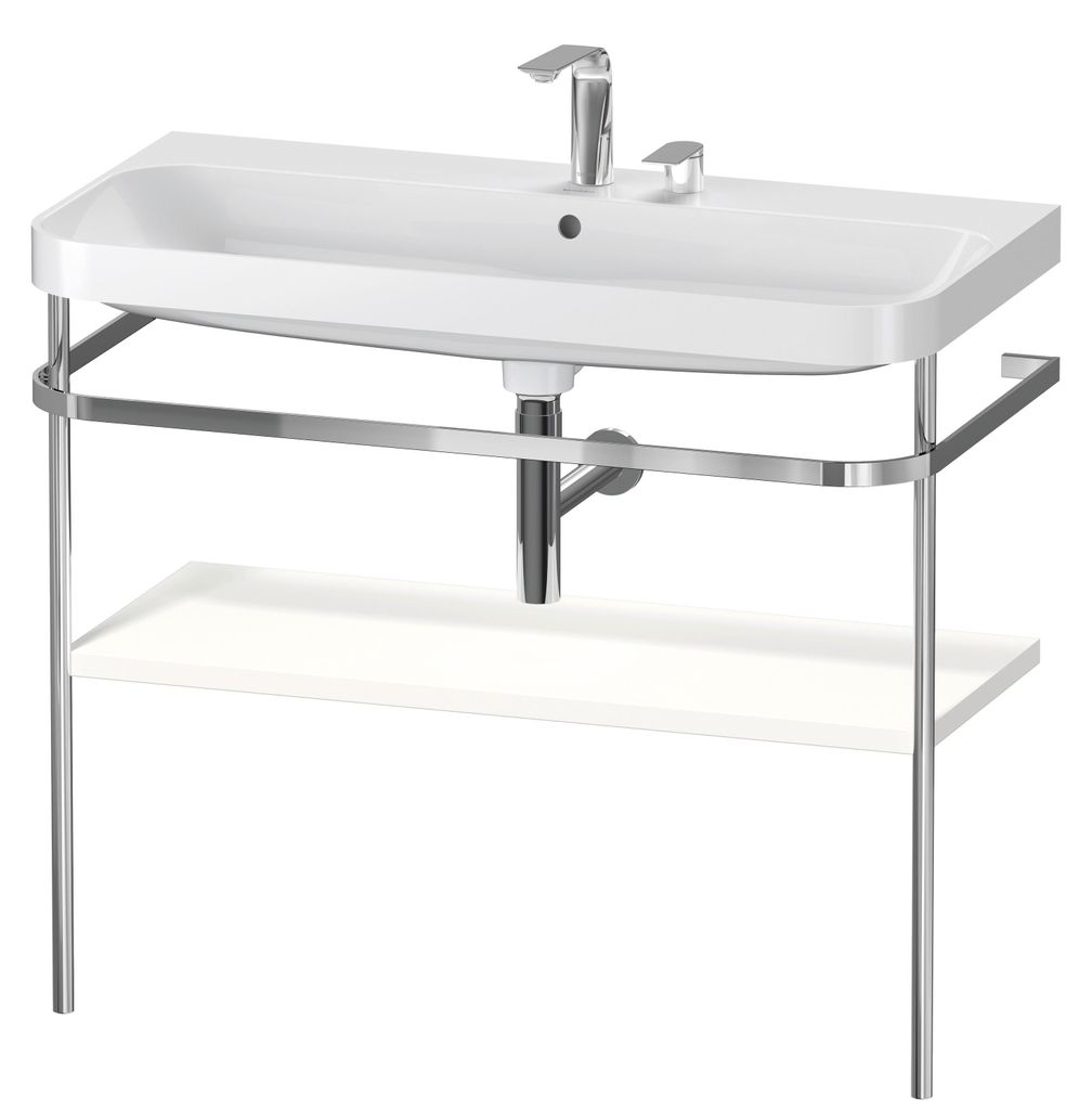 Duravit Happy D.2 Plus c-shaped Set mit Metallkonsole, 975x490mm, 2 Hahnlöcher, HP4838E3636