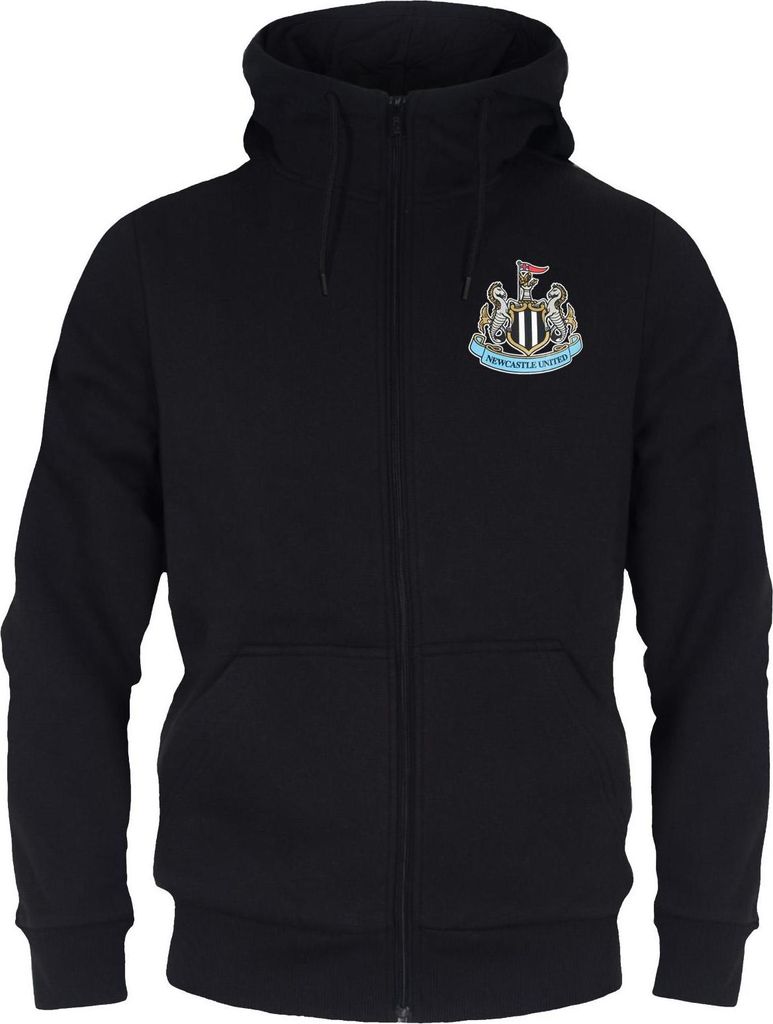 Newcastle United FC - Hoodie mit durchgehendem Reißverschluss für Herren, Fleece GF526 (L) (Schwarz)