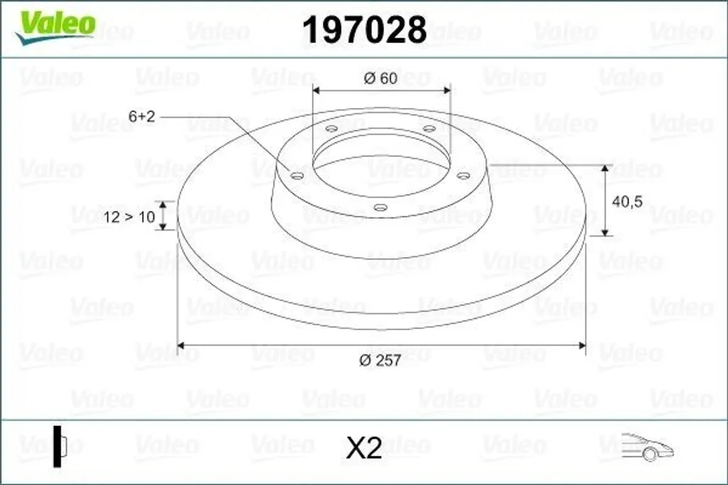 Disque de frein Valeo 197028 haute résistance OE 51806099 pour Corsa D
