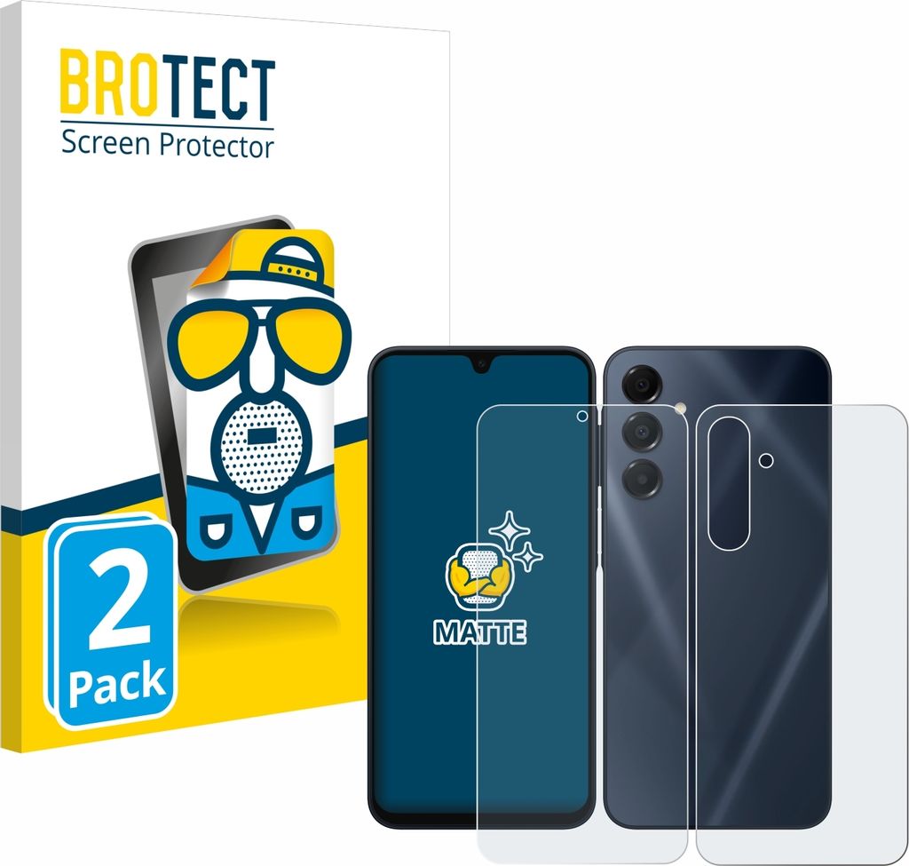2x BROTECT Schutzfolie für Samsung Galaxy A16 5G (Display+Rückseite) Displayschutz Displayschutzfolie Folie Matt Entspiegelungsfolie