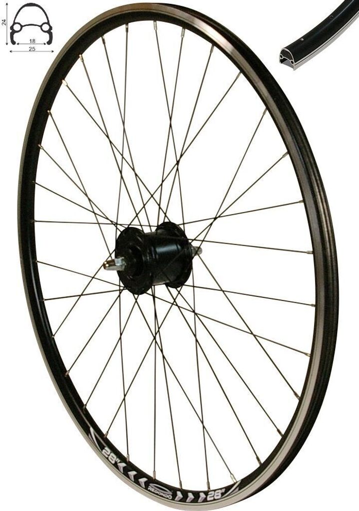 REDONDO 28 Zoll Vorderrad Laufrad Felge Schwarz mit Shimano Produktbild
