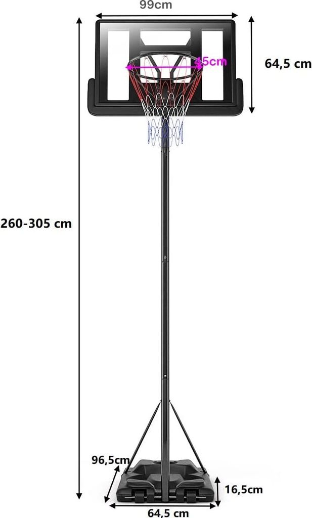 GOPLUS Basketballständer, Korbanlage 260-305 cm Produktbild 5
