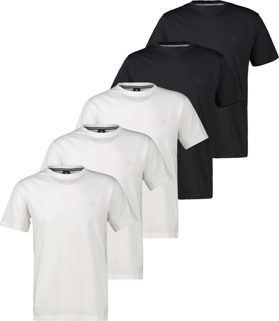 LERROS 5er Pack Basic T-Shirt Pima Baumwolle extra weich, Normale Passform, Atmungsaktiv mit Logo-Print