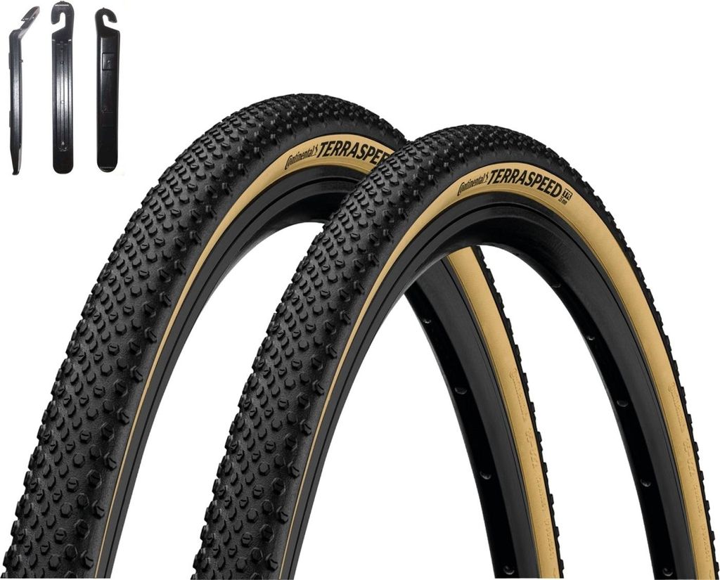 2 x Faltreifen Continental Terra Speed Protection TL-Ready E-25 Schwarz/Creme 40-584 (27,5x1.5) inkl. Reifenheber
