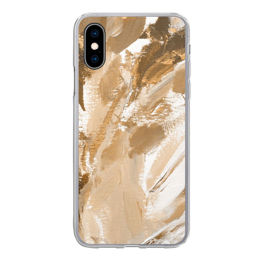 MuchoWow Handyhülle Schutzhülle Hülle für iPhone X Farbe - Gold - Beige Silikon Softcase Handy Hülle - Handyhülle