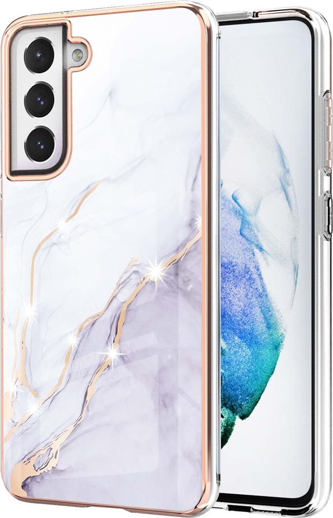 Galaxy S21 FE 5G Hülle, Ultra Dünn Marmor Handyhülle Anti-Shock Soft TPU Bumper Schutzhülle für Samsung Galaxy S21 FE 5G Weiß