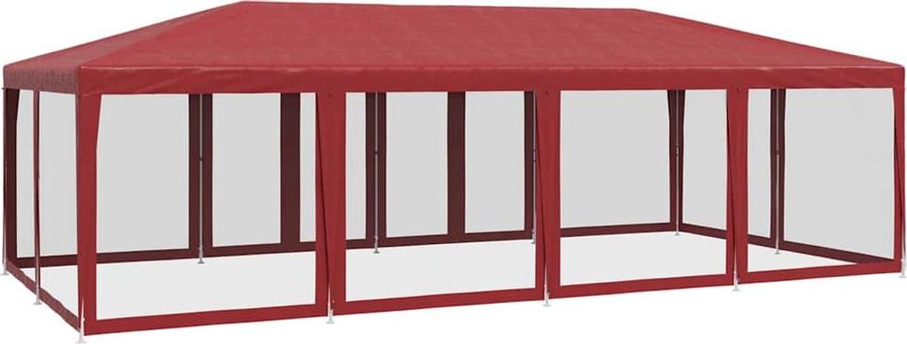 vidaXL Partyzelt mit 12 Mesh-Seitenteilen Rot 8x4 m HDPE