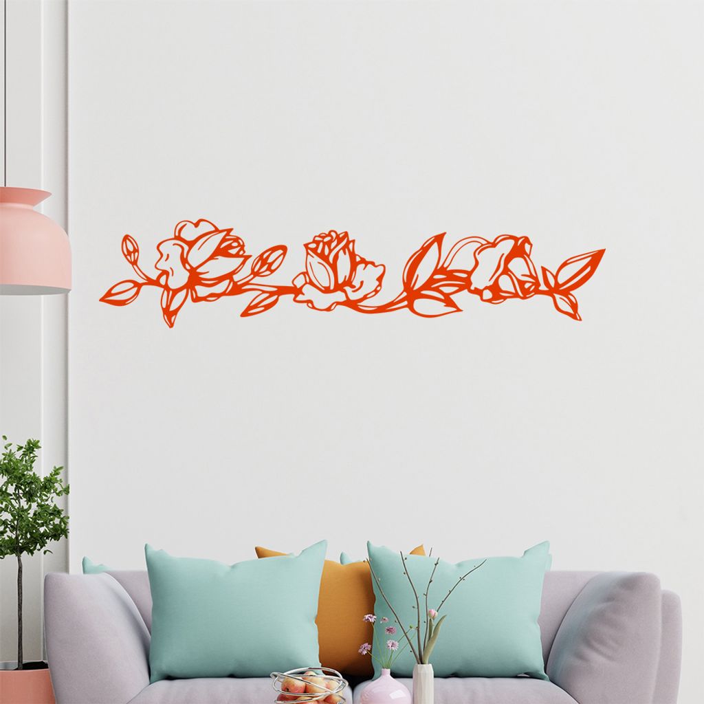 Blumen - Ranken Wandtattoo in 6 Größen - Wandaufkleber Wall Sticker - Dekoration, Küche, Wohnzimmer, Schlafzimmer, Badezimmer