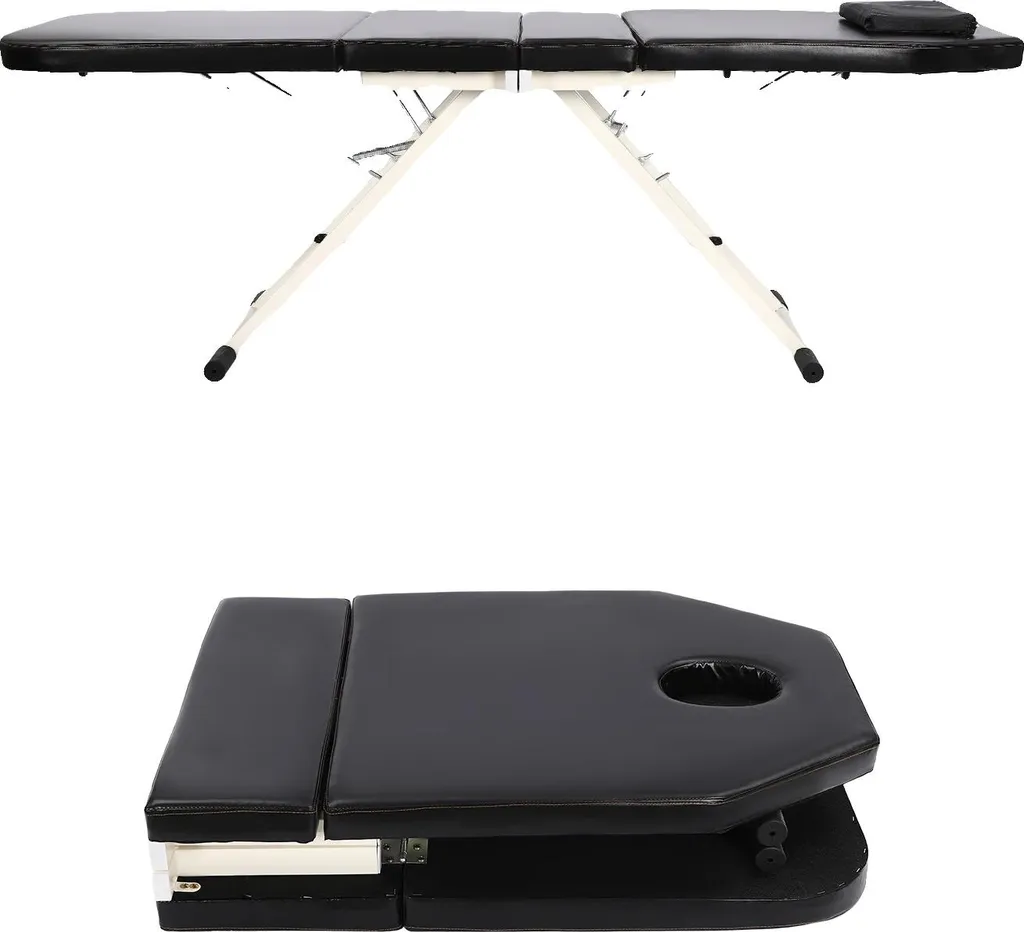 Table de massage pliable noire réglable en hauteur pour soins mobiles