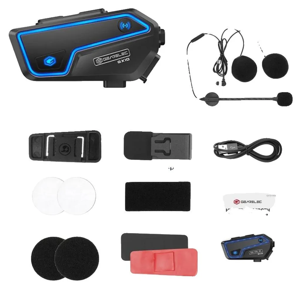Intercom Casque Moto GX10 - Système de Communication Longue Portée 1PC