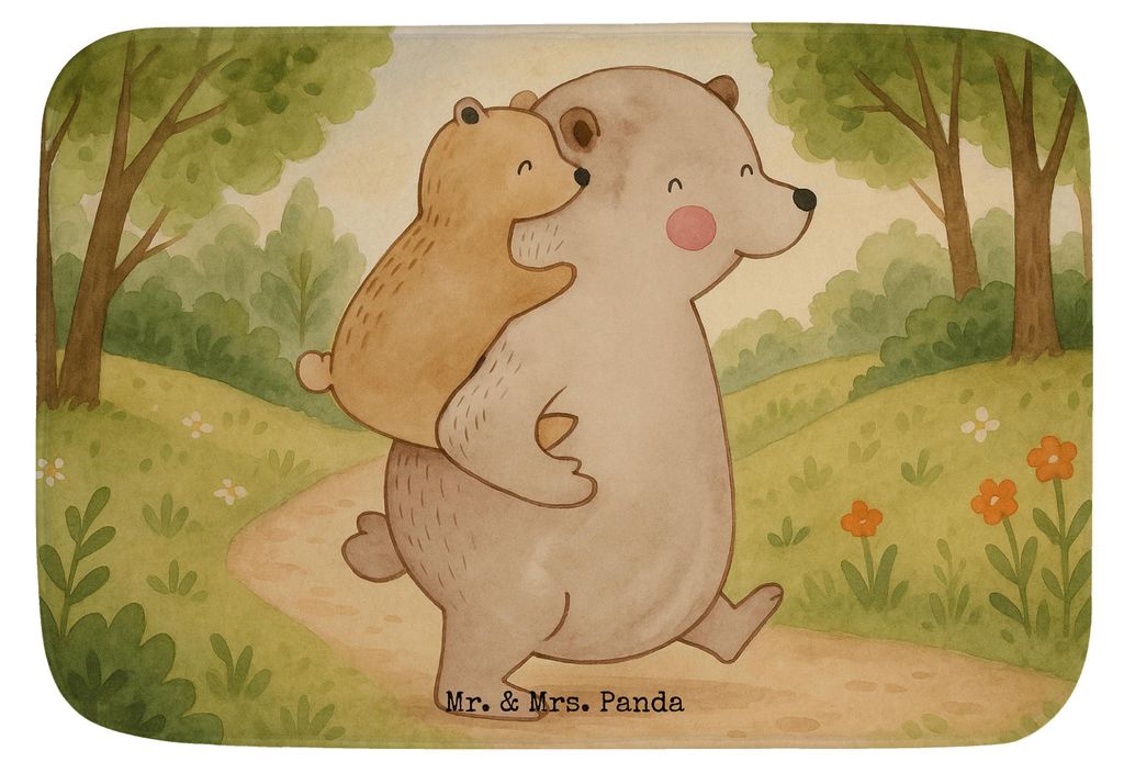 Mr. & Mrs. Panda Badematte Papa Bär Design - Weiß - Geschenk, Badteppich, Vater, Geburtstag, Vatertag, Badezimmerteppich, duschmatte, Muttertag, ...