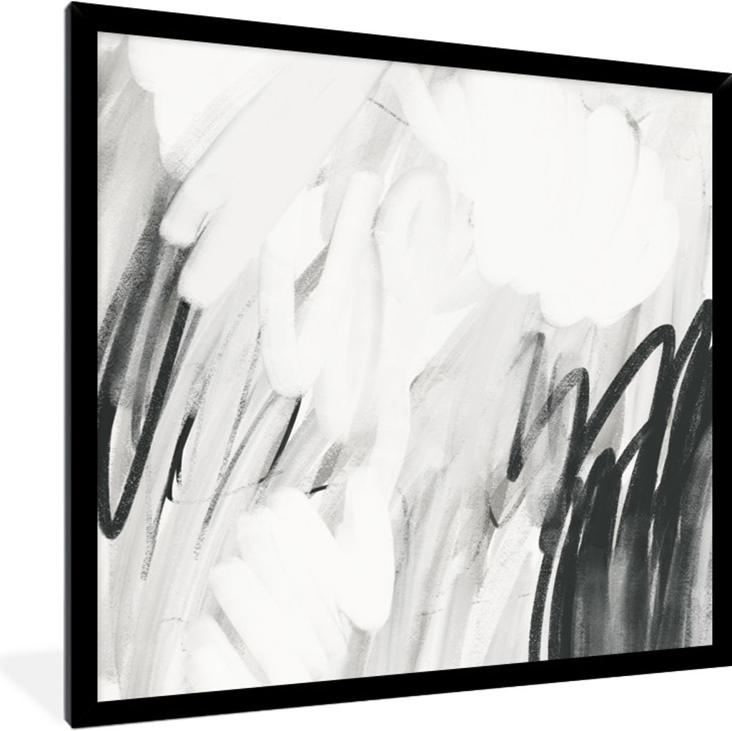 MuchoWow Gerahmtes Poster Kunst - Abstrakt - Grau 40x40 cm - Poster mit Schwarzem Bilderrahmen Wandposter Rahmen Foto Bilder - Mit Rahmen - Wandd...