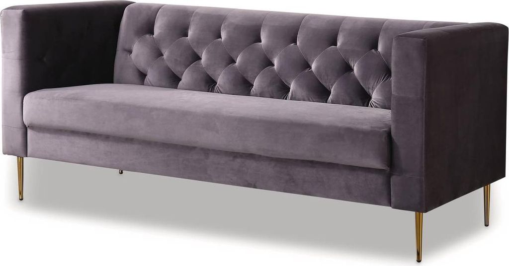 Couch aus Samt "Bruce" - 196 x 76 x 82 cm - 3-Sitzer - Grau