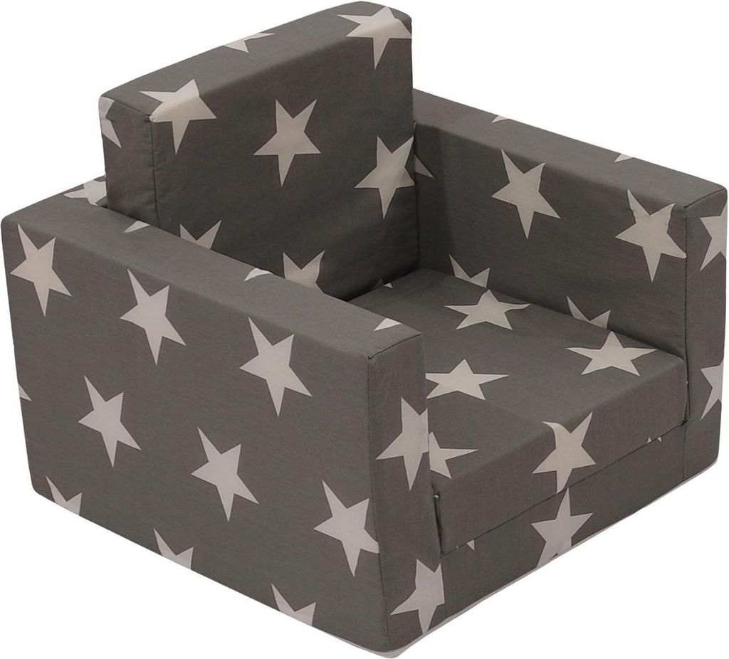 Kindersessel - Grau - Weiß - Baumwolle - Polyester - mit Gästebettfunktion