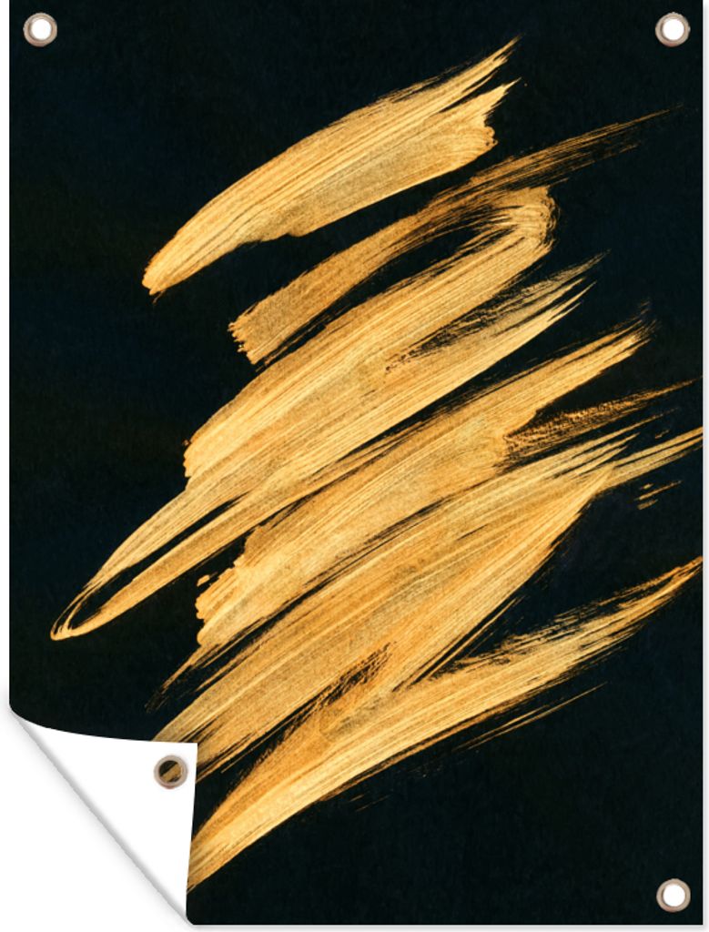 MuchoWow 90x120 cm Outdoor-Poster Gartendeko Sichtschutz Garten Poster für den Garten Gold - Farbe - Streifen - Luxus - Abstrakt
