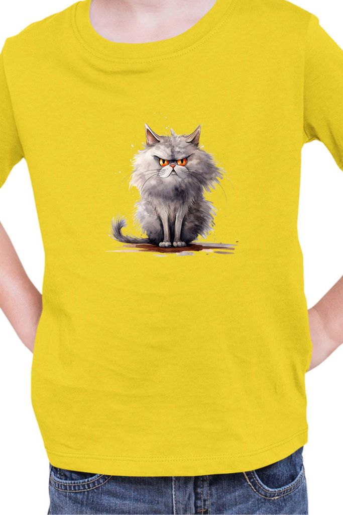 Kinder T-Shirt Funny Cats Breeds Persian Cat, 9-11 Jahr - 140 / Gelb