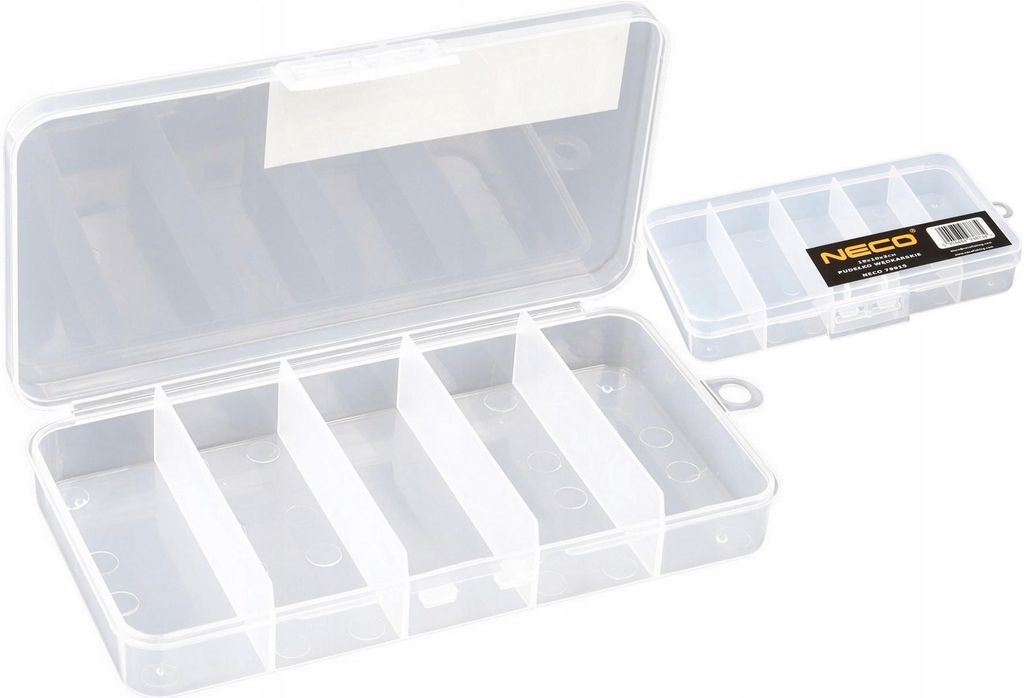 NECO Angelbox 19×10×3 cm – Flache Zubehörbox mit 5 Fächern
