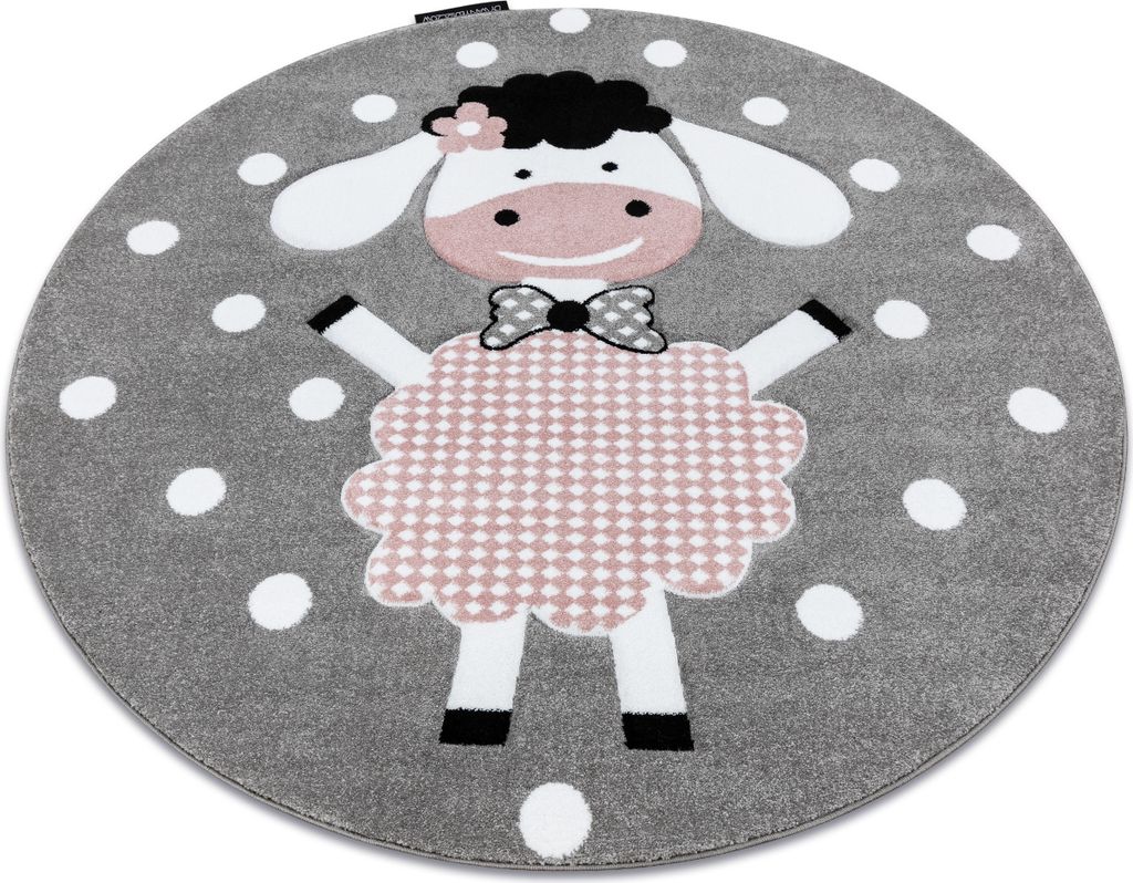 Kinderteppich PETIT DOLLY Schaf Kreis grau Grau rund 160 cm