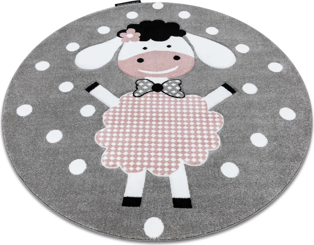 Tapis PETIT DOLLY mouton cercle gris 140 cm : confort chic pour chambre