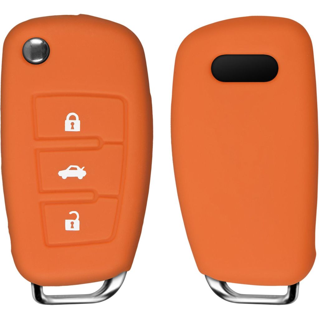 PhoneNatic Silikon Schlüssel Hülle kompatibel mit der Audi Q7 3-Tasten Fernbedienung in orange Klappschlüssel 3-Key