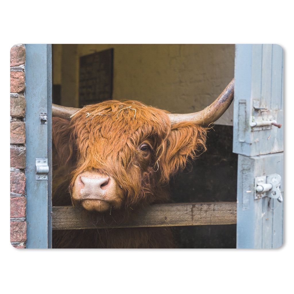 MuchoWow Mauspad Mousepad Schottischer Highlander - Bauernhaus - Scheune 23x19 cm - Mousepads - Maus Mat - Pad - Mausunterlage - Schreibtischunte...