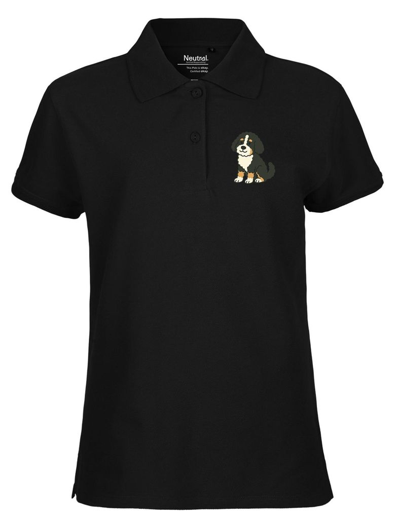 Huuraa Damen Polo Shirt Bernedoodle Comic Berniepoo XL Black Bio Baumwolle Fairtrade Poloshirt Geschenkidee