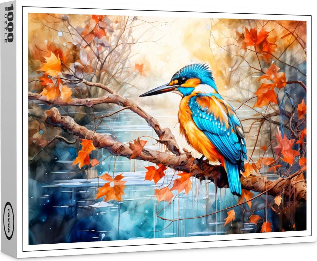 raxxa Premium-Puzzle "Kingfisher above pond in painterly style", 1000 Teile