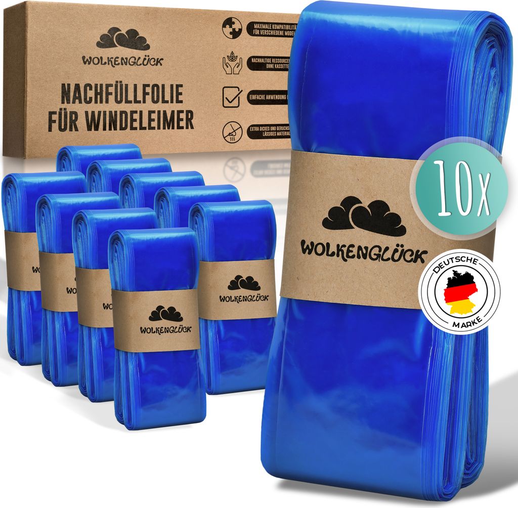 WOLKENGLÜCK® Windeleimer Nachfüllfolie [10er-Set in Produktbild 