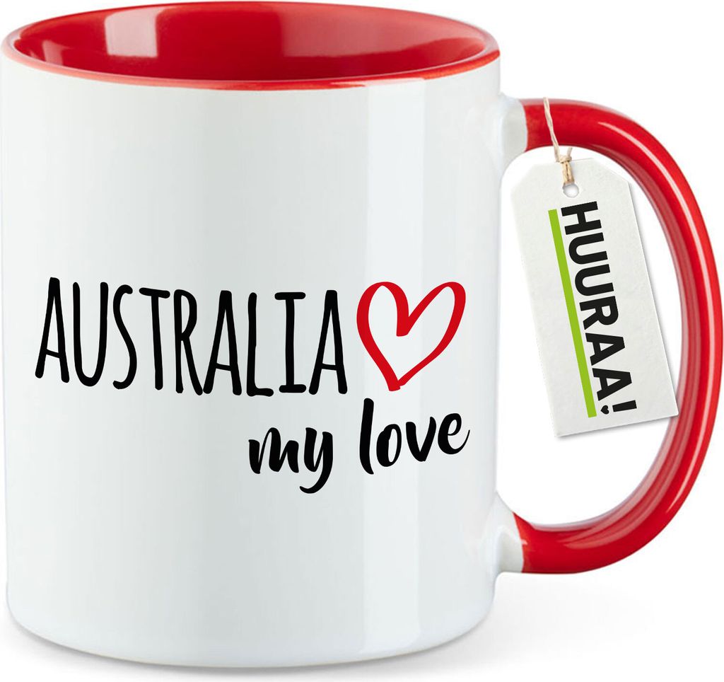 Huuraa Kaffeetasse Australia my love 330ml Rot Keramik Kaffeebecher Geschenkidee