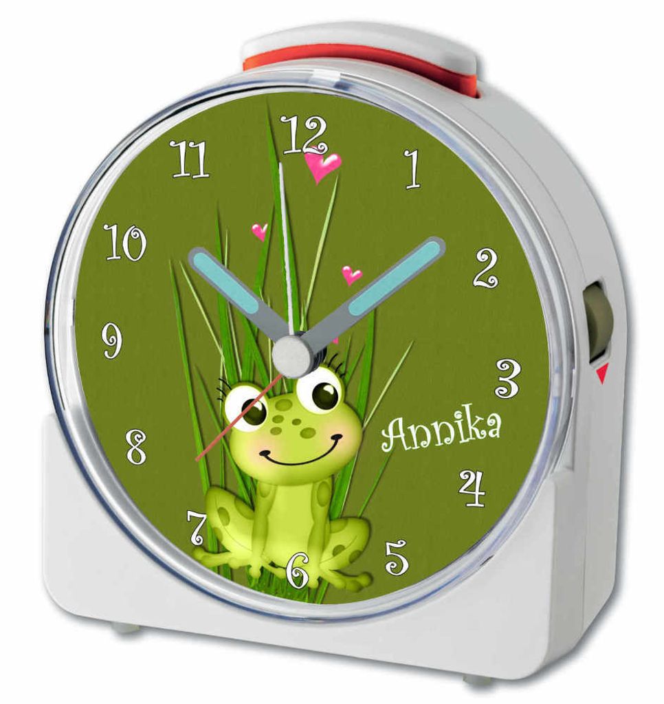 Kinder Wecker Motiv Frosch Kinderwecker weiß