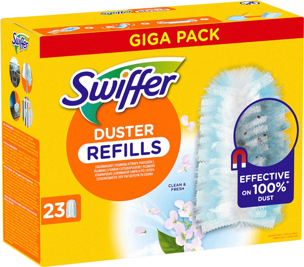 A box of Swiffer Duster Refills.