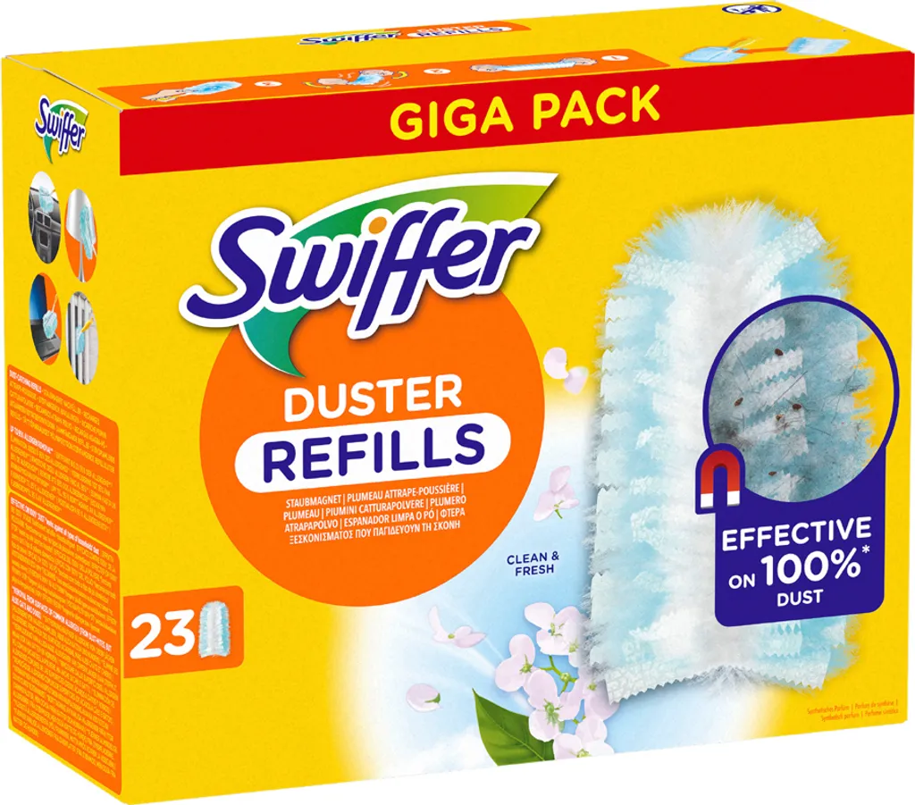 Recharges Swiffer Duster 23 Pièces Anti-Poussière au Parfum Frais Febreze