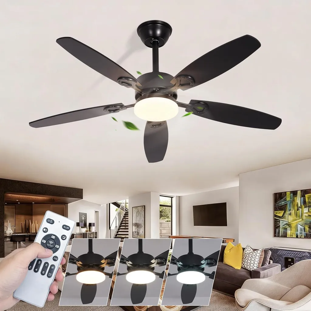 Ventilateur de plafond pour grand salon, éclairage LED modulable