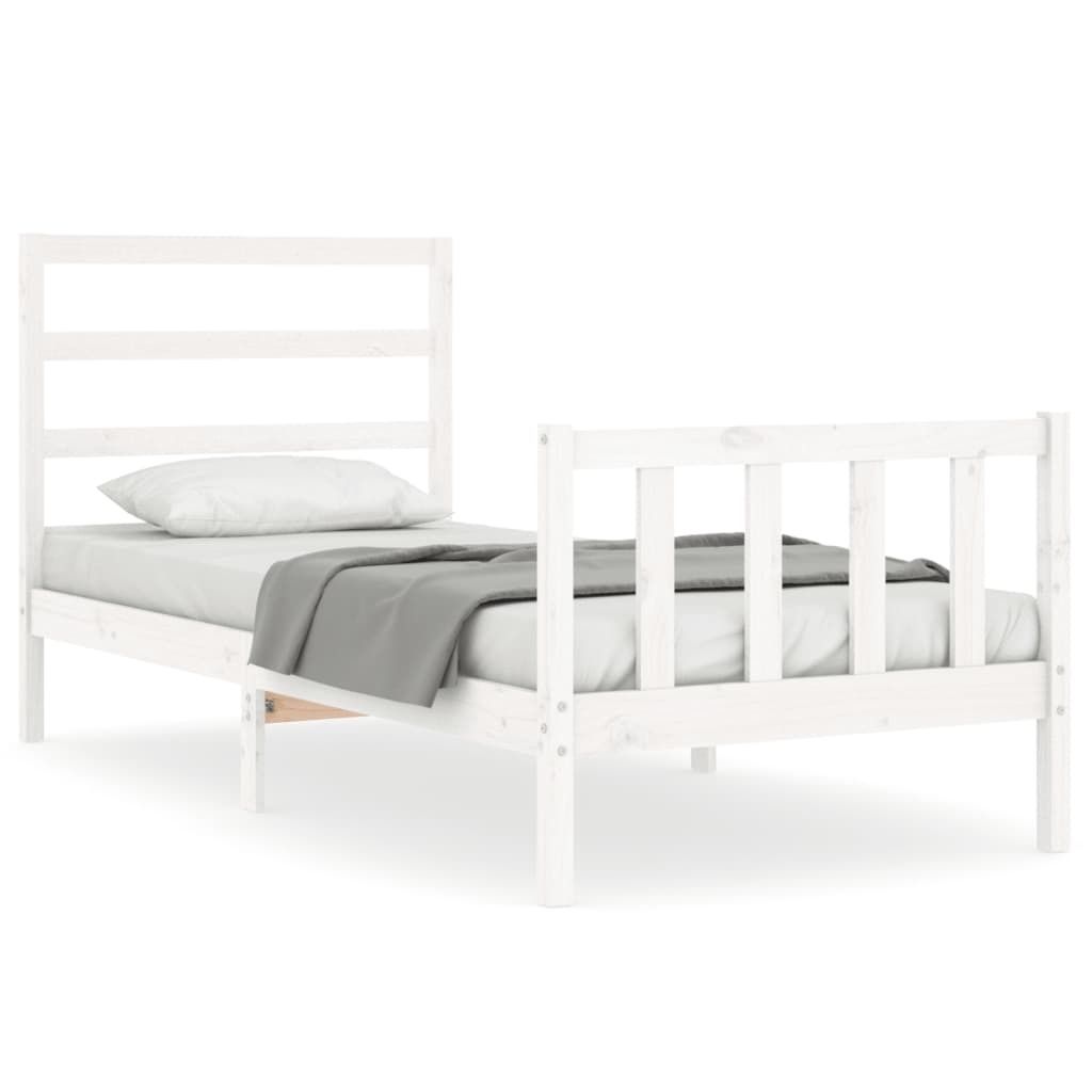vidaXL Massivholzbett ohne Matratze Weiß 90x190 cm Kiefernholz