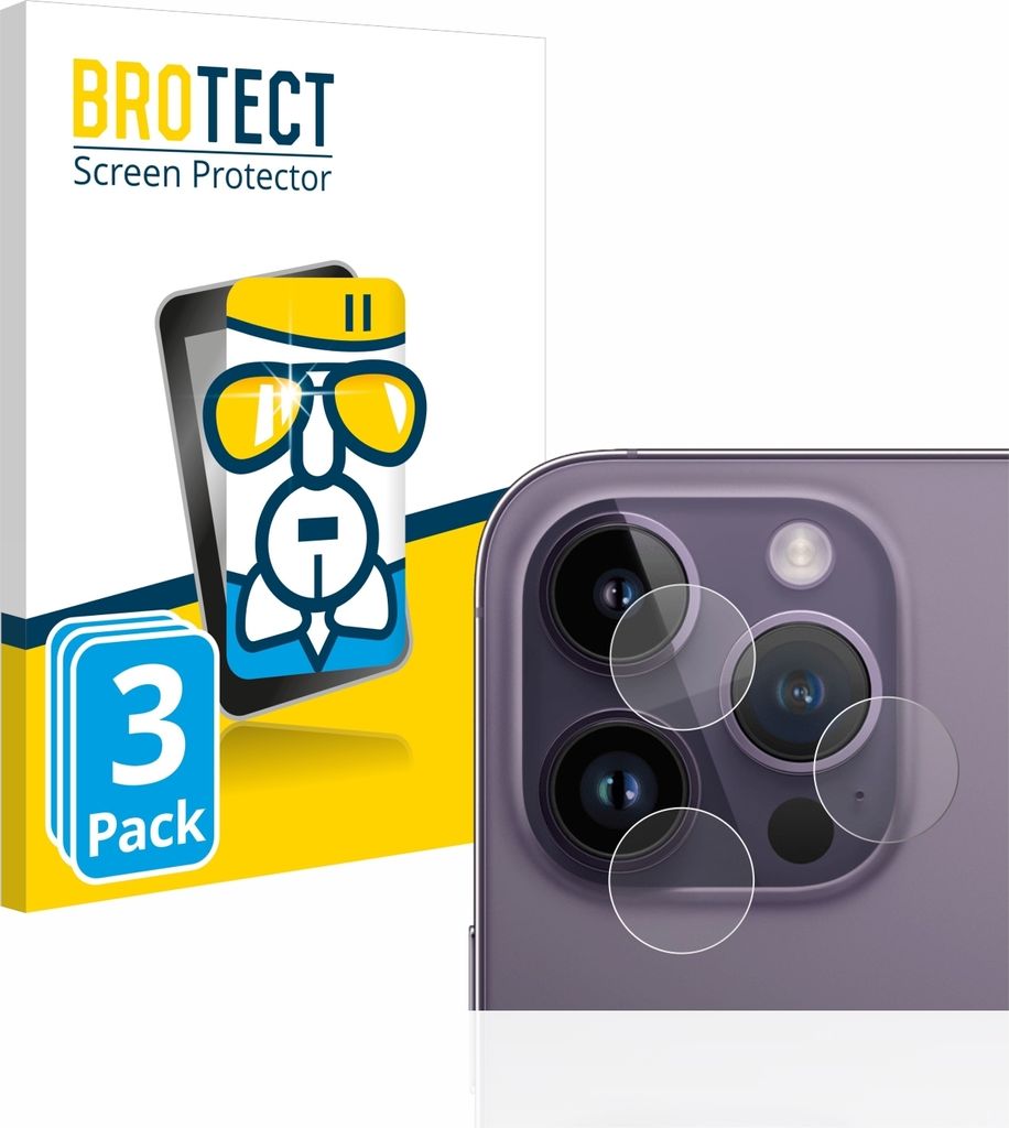 3x BROTECT Schutzglas für Apple iPhone 14 Pro (NUR Kameraschutz) Schutzfolie Panzer Folie Glas Display Schutz klar