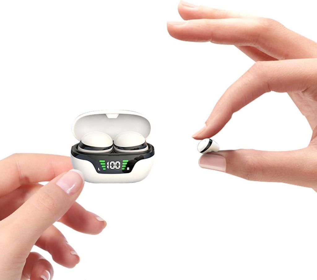 Mini In-Ear Kopfhörer Bluetooth kabellos – Unsichtbare Ohrhörer zum Schlafen für kleine Ohren, 24h Akku, Geräuschunterdrückung,Seitenschläf...