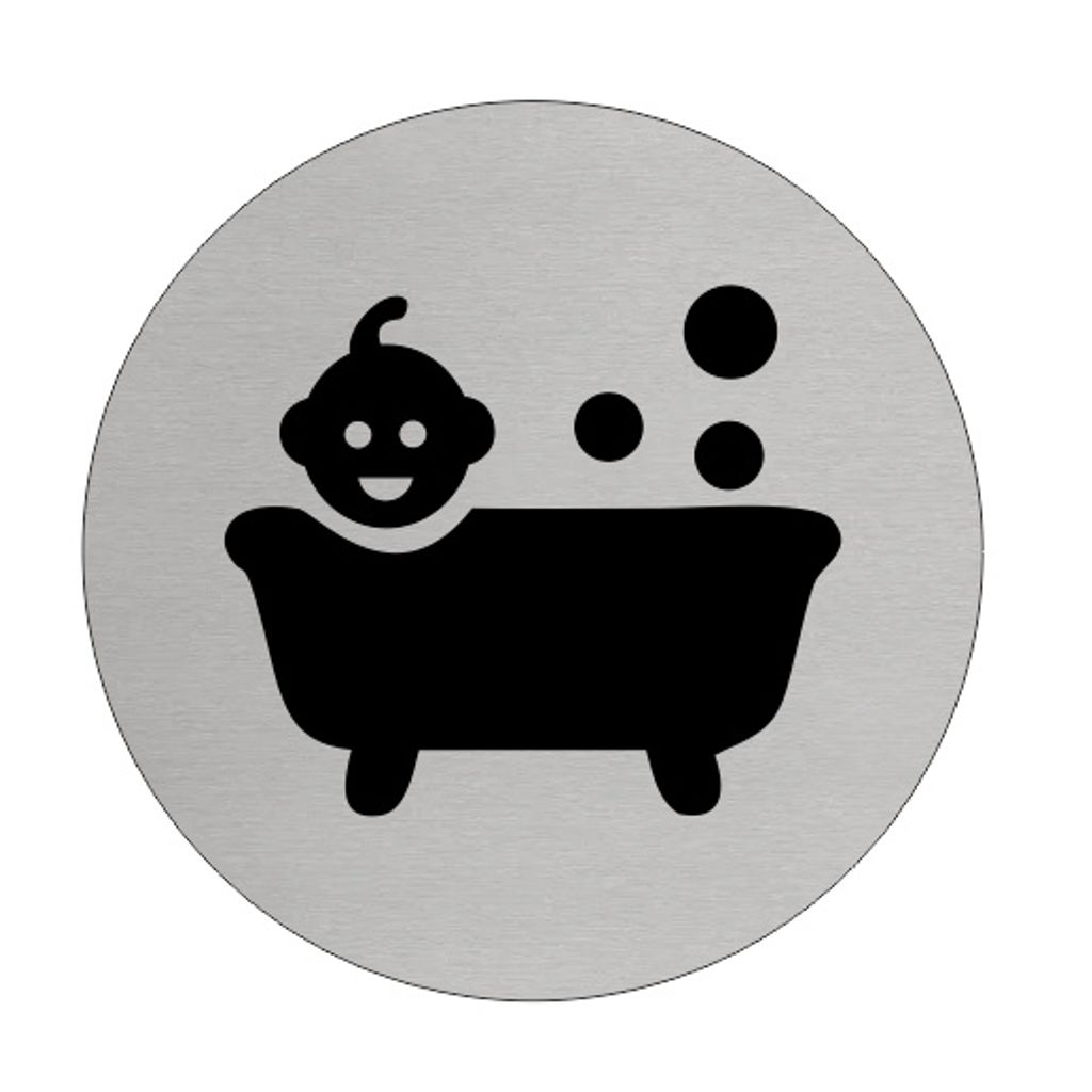 CombiCraft Aluminium Türschild 'Babybad' - 75mm Durchmesser mit 3M-Klebeband