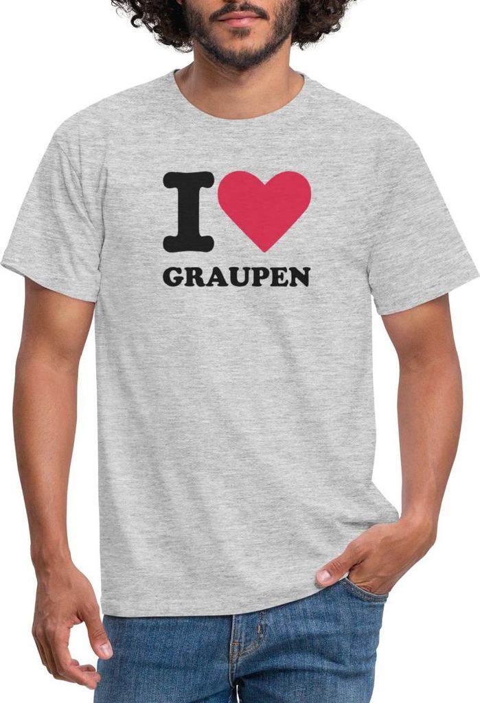 Spreadshirt Stromberg Mit Spruch I Love Graupen Männer T-Shirt, XXL, Grau meliert