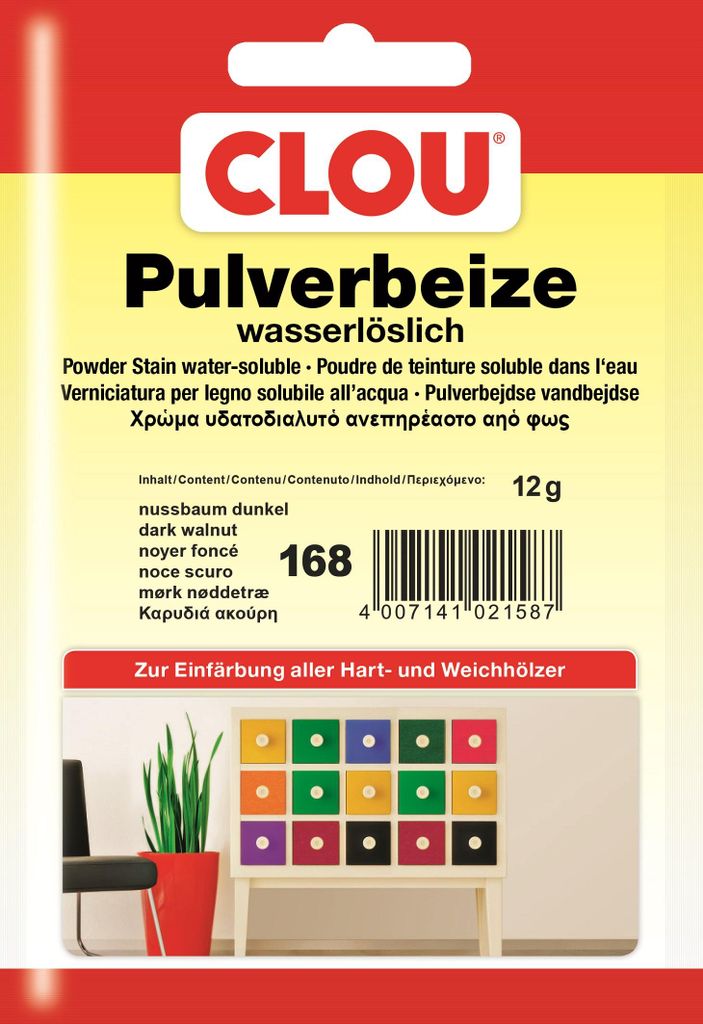 Clou Pulverbeize 12 g nussbaum dunkel Produktbild 