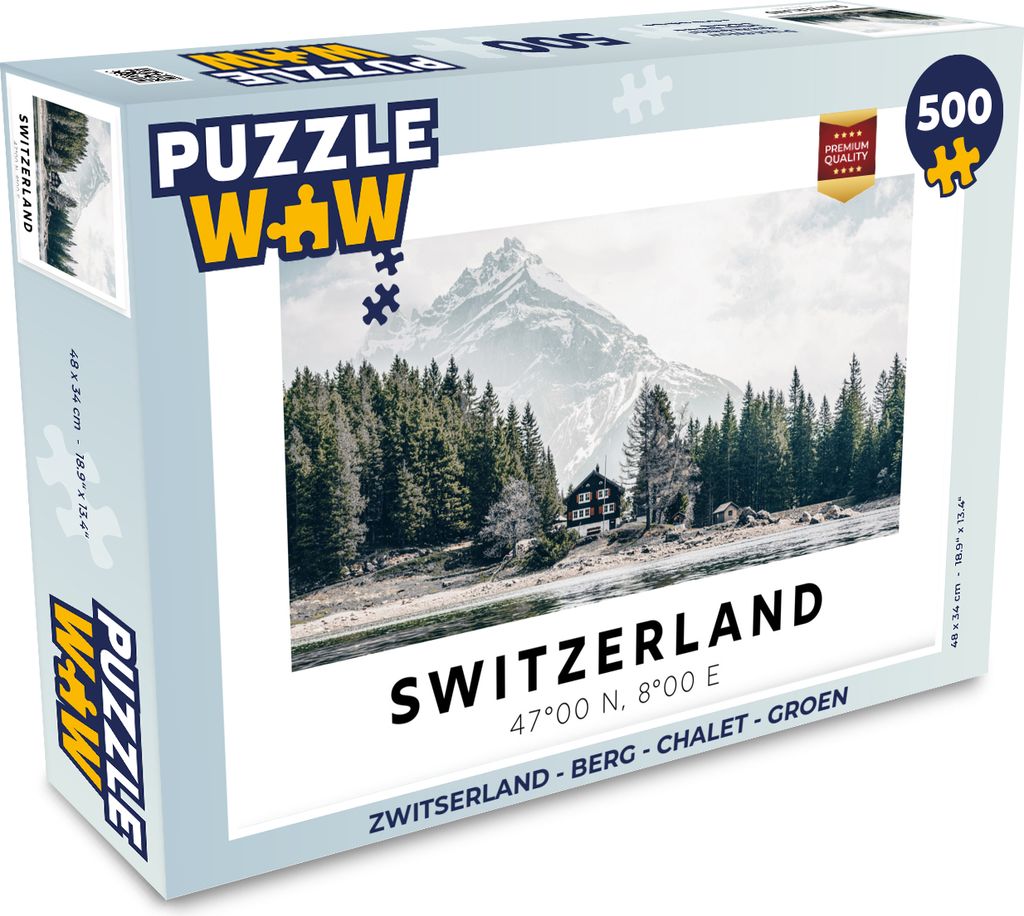 MuchoWow Puzzle 500 Teile Schweiz - Berg - Chalet - Grün - 500 Teile - Kinder - Selberbauen - Puzzlespiele