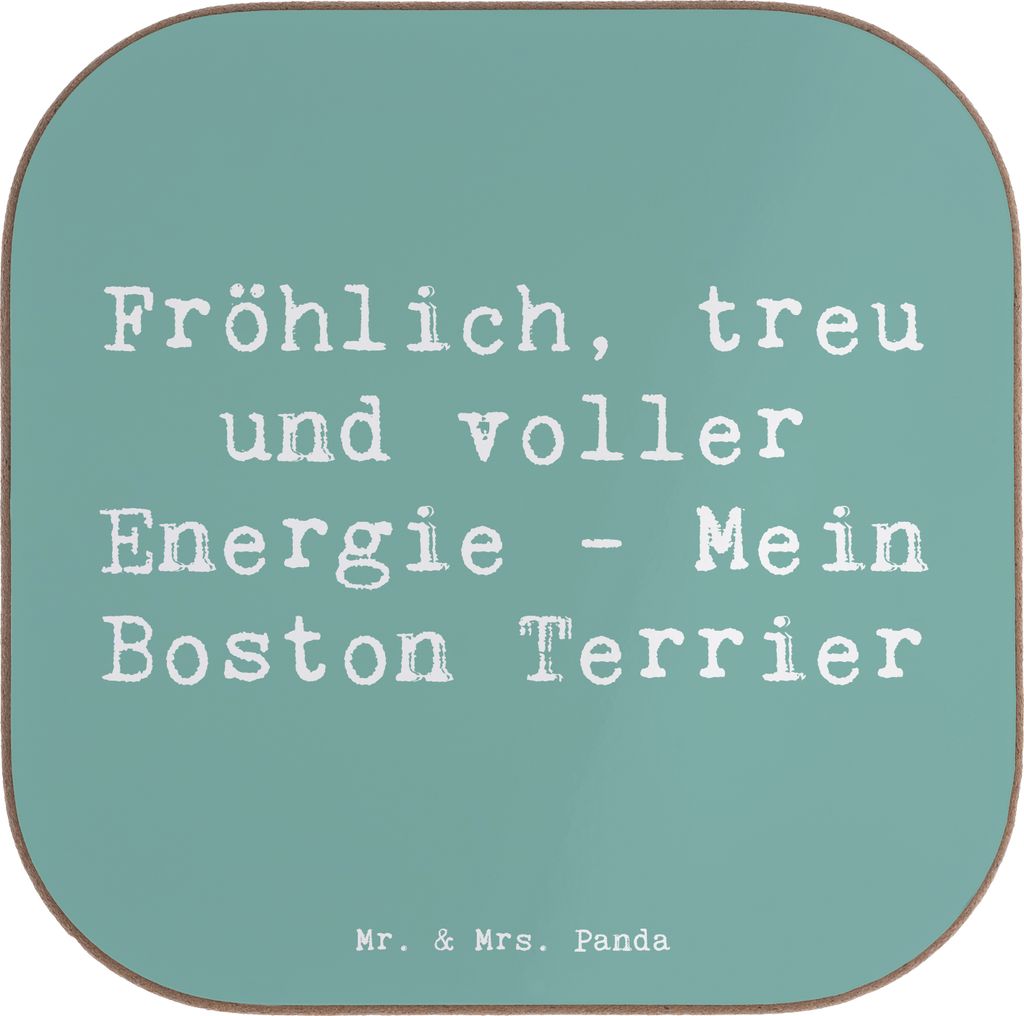 Mr. & Mrs. Panda Untersetzer Glas Spruch Boston Terrier Freude - Meeresbrise - Geschenk, kleiner Hund, bieruntersetzer, Haustier, gläseruntersetze...