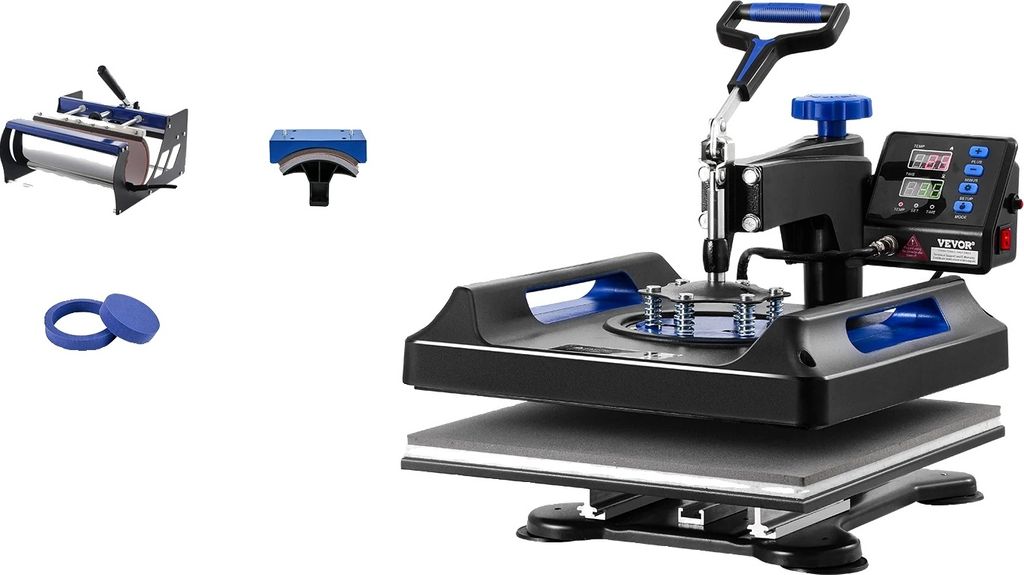 Wärmepressmaschine, 15 x 15 Zoll Heizplatte, 360° Schwenkdesign, digitale Steuerung, 15x15in 5in1 B Blau