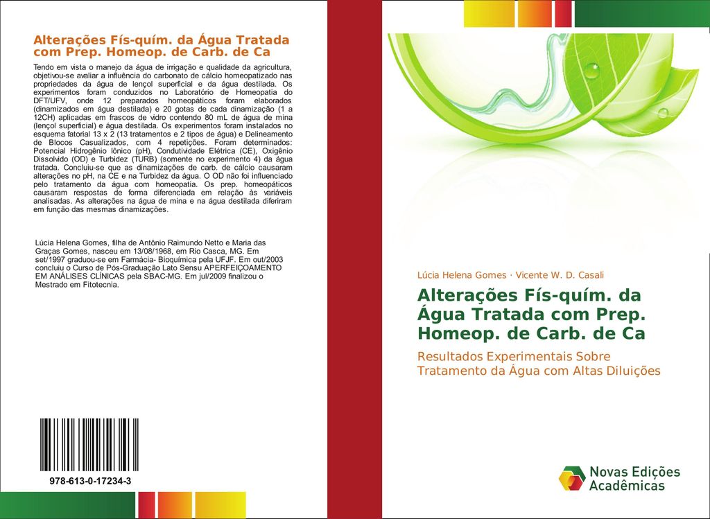 Alterações Fís-quím. da Água Tratada com Prep. Homeop. de Carb. de Ca