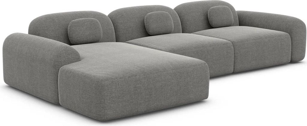 Strukturstoff L-Form Sofa Nuvia Grau Links