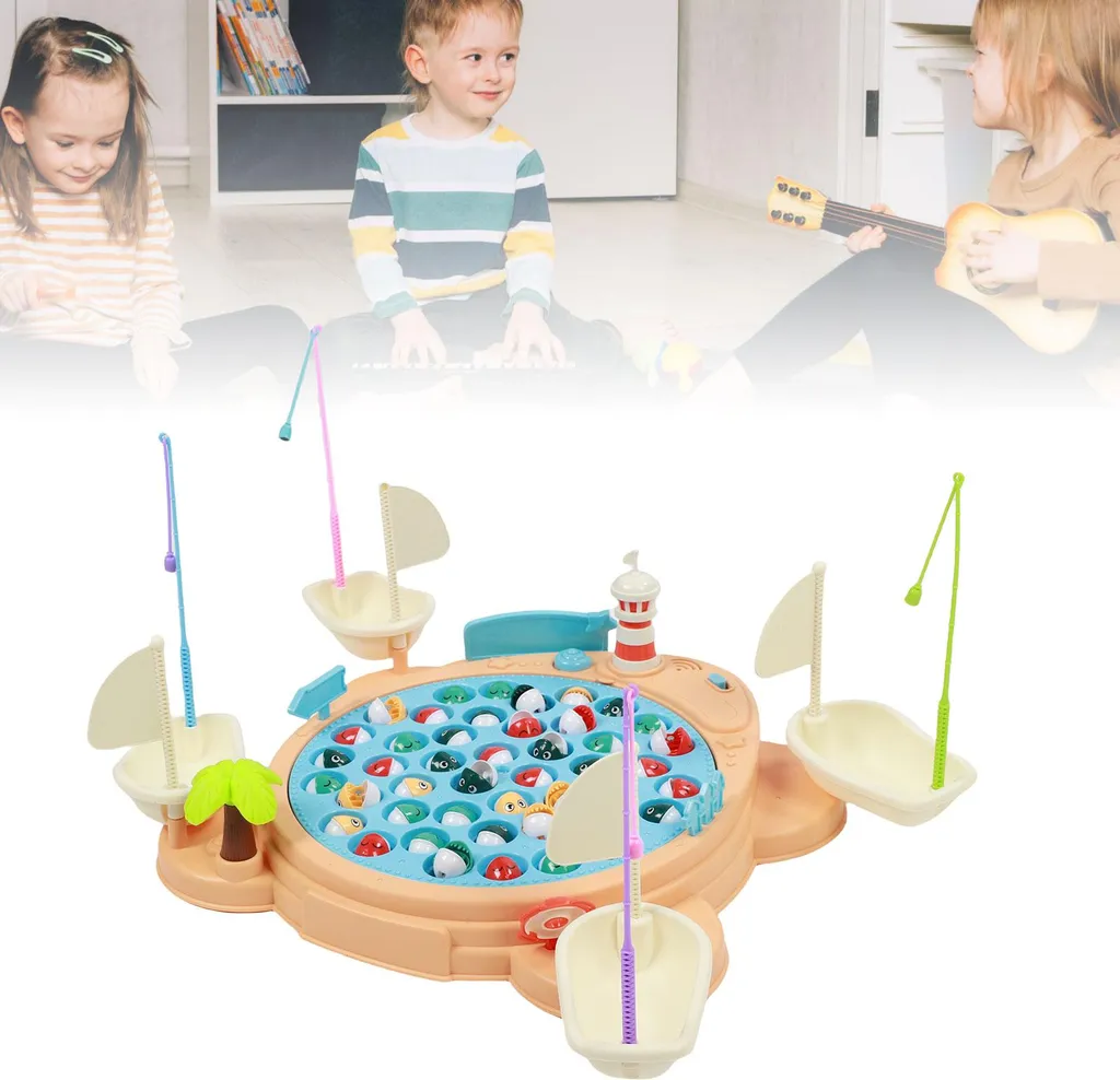 Jeu de pêche magnétique rotatif électrique avec musique et effets de lumière