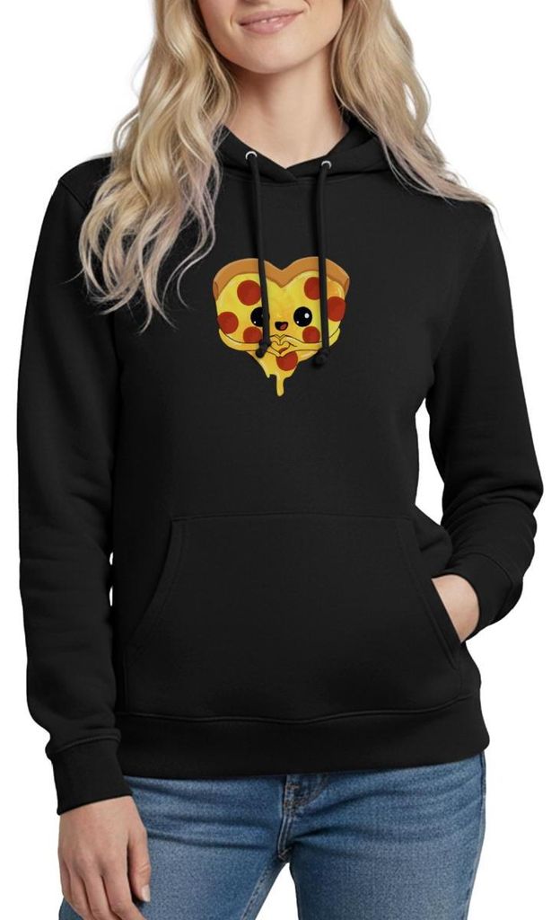 Spreadshirt Pizza Herz Muttertag Italien Liebe Damen Hoodie, M, Schwarz